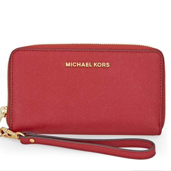 Michael Kors Jet Set Travel Large Smartphone Wristlet- Burnt Red - Picture 2 of 12